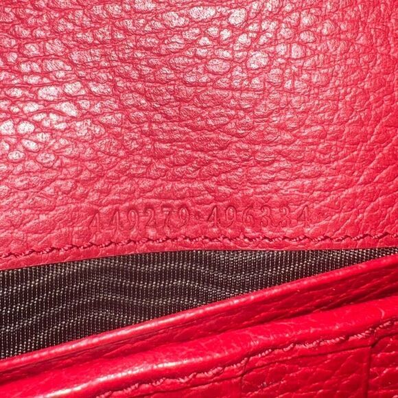 NEW Gucci Red Interlocking GG Pebbled Leather Long Continental Wallet - Picture 10 of 15